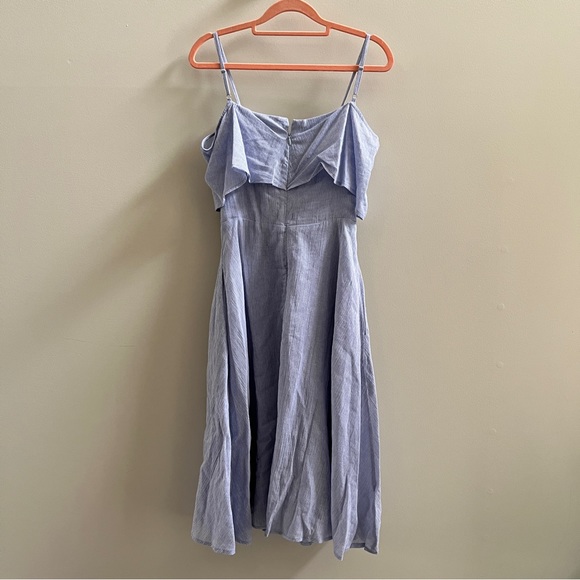 Lulus Yacht Rock Blue and White Striped Off Shoulder Midi Dress - Picture 5 of 6